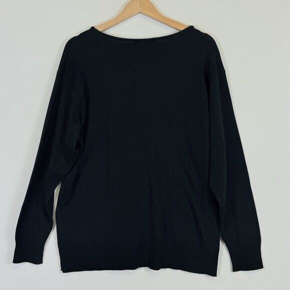 Bob Mackie Wearable Art Black Sequin Beaded Cut Out Collar Sweater Women's XL 1X - Picture 4 of 4